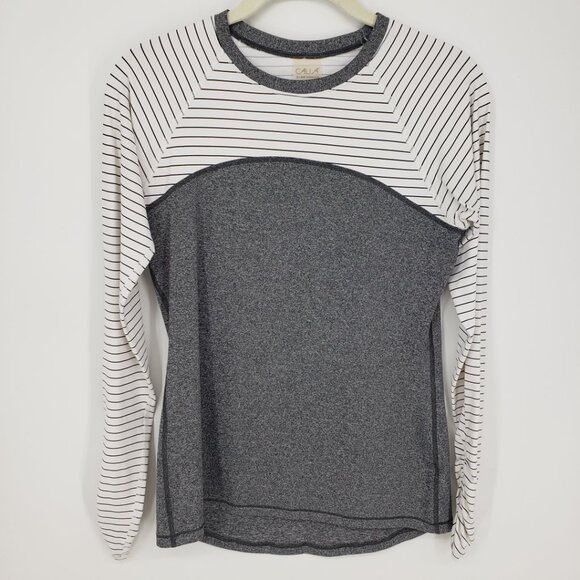 3/$25 Calia Rashguard Swim Top S Long Sleeve Striped Sun Protection Gray - Picture 1 of 8